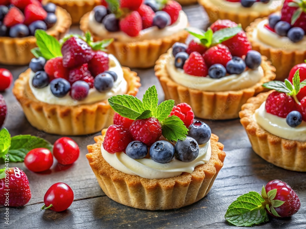 Assorted Summer Berry Tartlets with Cream Cheese - Delicious Pastry Desserts for a Perfect Sweet Treat Experience Assorted Summer Berry Tartlets with Cream Cheese - Delicious Pastry Desserts for a Perfect Sweet Treat Experience
