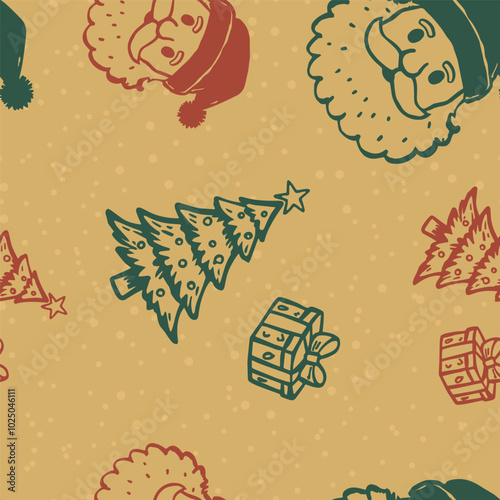 Seamless Christmas Santa Claus vector pattern for festive design