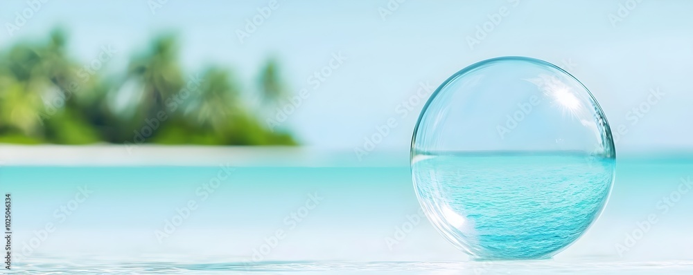 Serene Island Oasis with Floating Bubble - Surreal Nature Scene Surrounded by Lush Greenery Perfect for Dreamy and Whimsical Themes Serene Island Oasis with Floating Bubble - Surreal Nature Scene Surrounded by Lush Greenery Perfect for Dreamy and Whimsical Themes
