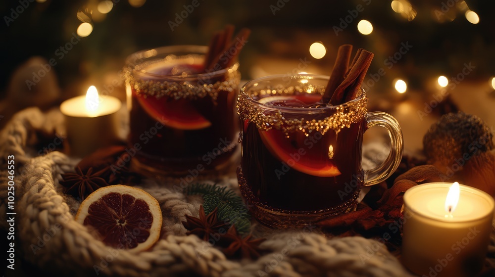 Christmas Mulled Wine Cups -- AI generated illustration.