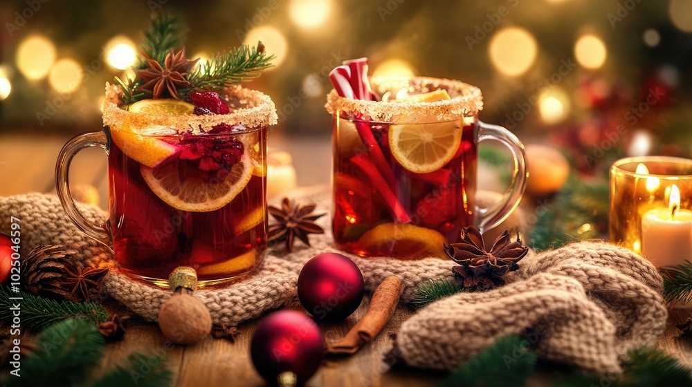 Christmas Mulled Wine Cups -- AI generated illustration. Christmas Mulled Wine Cups -- AI generated illustration.