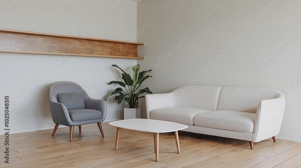 Obraz premium Minimalist interior design of modern living room.