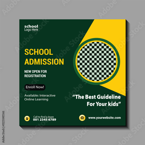 Professional modern school admission education social media post design