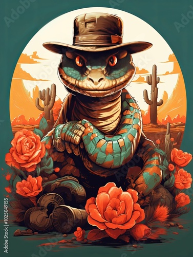 A Cowboy Lizard Posing in a Desert Landscape photo