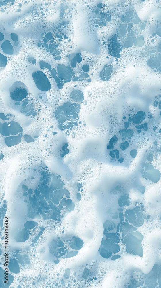 Sea Foam Texture on Light Blue Background for Design and Text