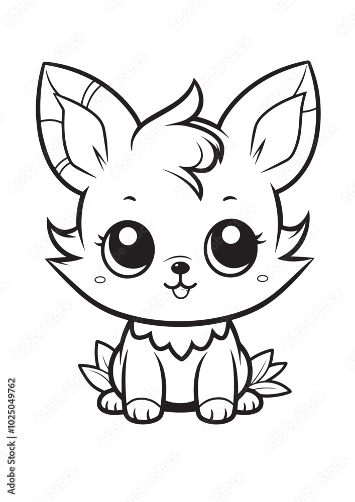 A coloring page of a little puppy with big eyes black vector illustraion A coloring page of a little puppy with big eyes black vector illustraion