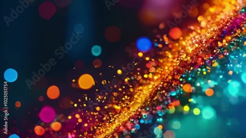Abstract background with bokeh, Vibrant glitter explosion, colorful bokeh lights, macro photography, golden sparkles, teal and orange color scheme, abstract background
