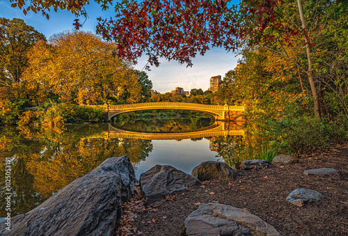 Bow bridge in early autumn photo