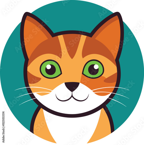 Cute cat cartoon vector illustration, Cute cartoon smile kitten, cute smiling cartoon cat, Cute kitty character Vector illustration isolated.