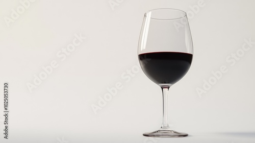 A detailed view of a glass of red wine against a white background, focusing on the deep color of the liquid and the transparency of the glass