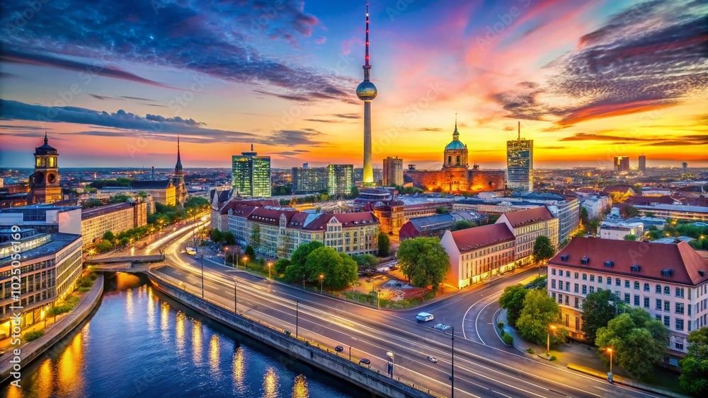 Fototapeta premium BerlinLeipzig in Konturen: A Modern Artistic Interpretation of Urban Landscapes and Cultural Connections in Germany