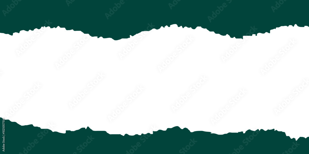 Dark green torn paper effect new banner design with white background. Dark green torn paper effect new banner design with white background.