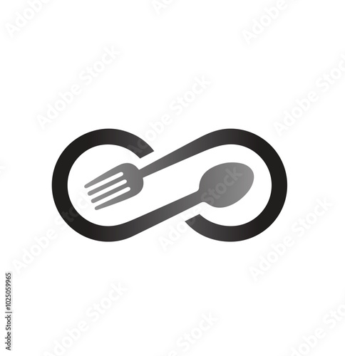 Creative Infinity Symbol and kitchen equipement logo vector symbol icon design illustration