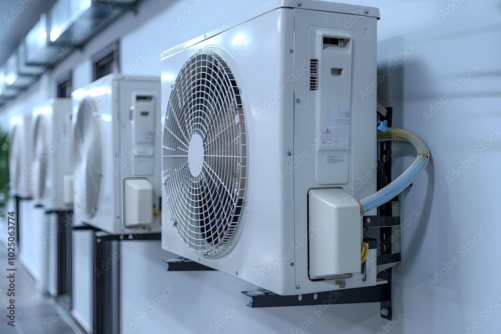 Modern Air Conditioning Units Installed on a Wall Modern Air Conditioning Units Installed on a Wall