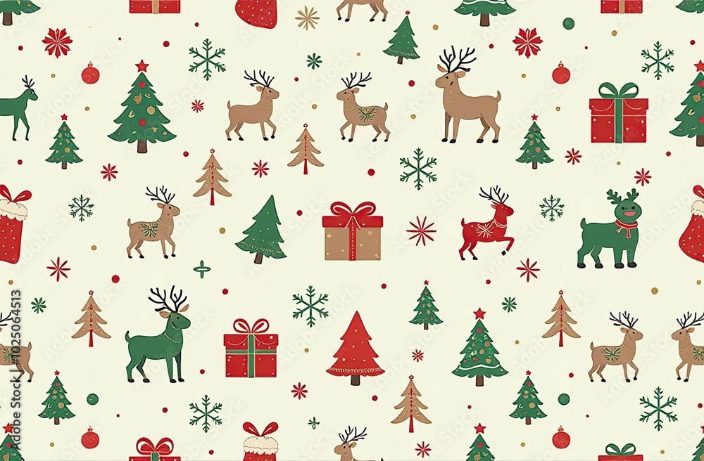 Seamless pattern of Christmas images	
