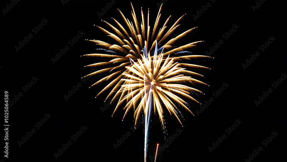golden fireworks exploding celebration isolated black