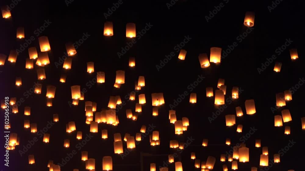 Sky lanterns at the Loi Krathong festival in Chiang Mai Province, northern Thailand.