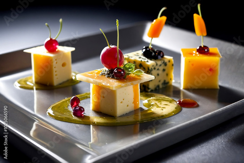 An experimental cuisine in which cheese is served in modern forms and textures