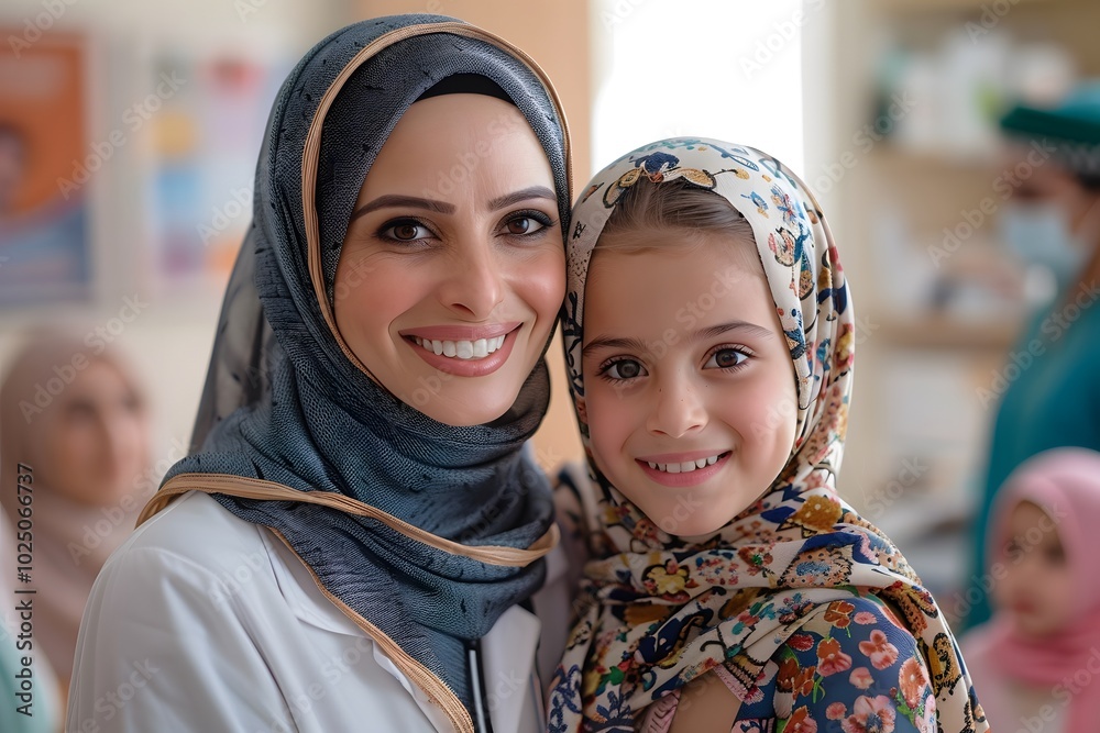 Heartwarming Moment Between a Mother and Daughter in Traditional Attire Heartwarming Moment Between a Mother and Daughter in Traditional Attire
