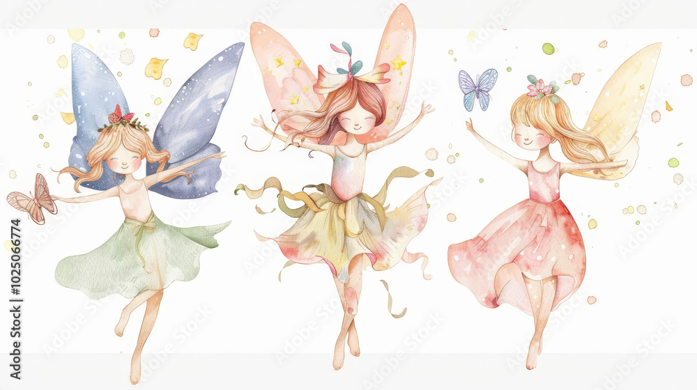 fairy with butterfly watercolor fairy with butterfly watercolor