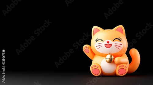 Golden Maneki Neko Waving for Good Fortune - Lucky Cat Symbol Enhancing Shop Success and Attracting Wealthy Customers