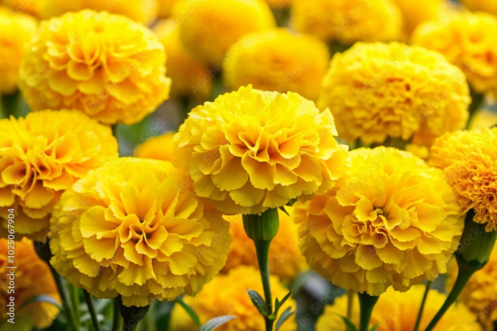 Fototapeta premium Bright Yellow Carnation Blooms in Full Glory - Perfect for Floral Arrangements and Celebrations
