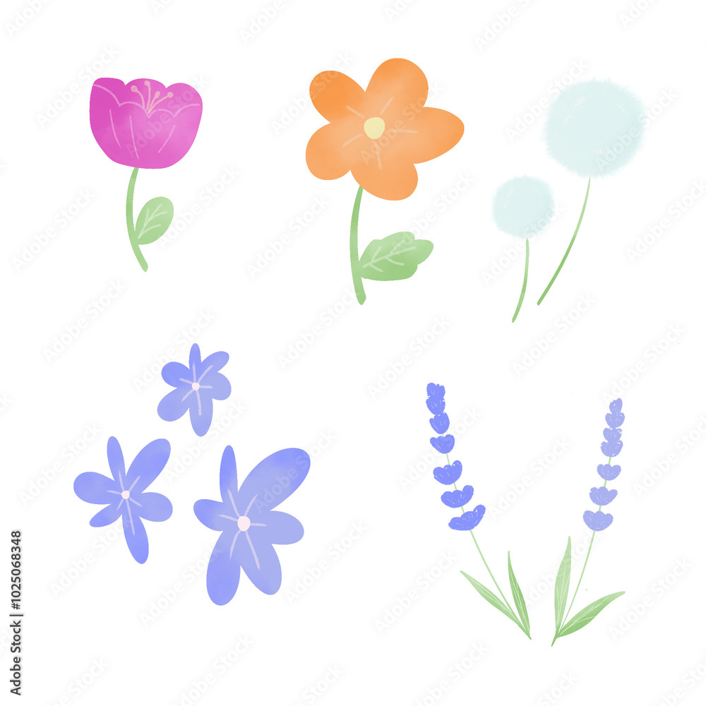 Naklejka premium set of fowers cute illustration