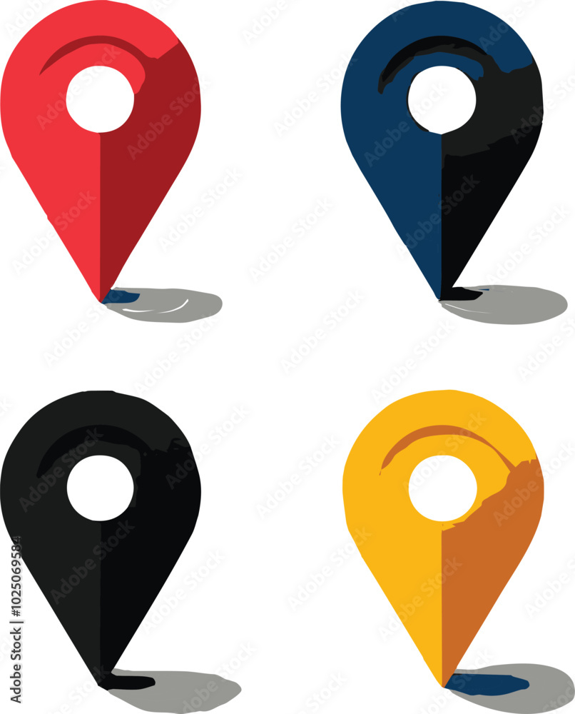 Set of icons for the points marked on the map vector illustration Set of icons for the points marked on the map vector illustration