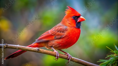 Captivating Cardinal Bird Perched on Branch in Vibrant Colors - Nature Photography for Wildlife Enthusiasts and Bird