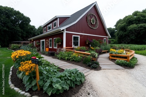 Community-supported agriculture farm in a rural setting, where local residents participate in the growing and harvesting of organic produce