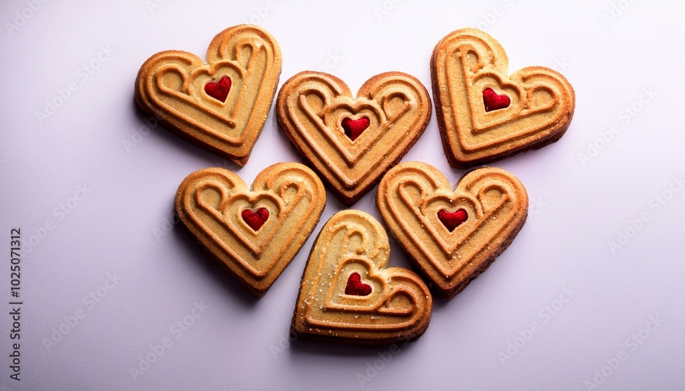Delicious, traditionally made, heart-shaped butter cookies. Delicious, traditionally made, heart-shaped butter cookies.