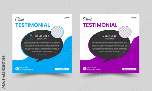 Client testimonial design, customer feedback social media post template design