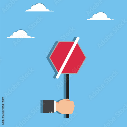 Hand holding up prohibition sign