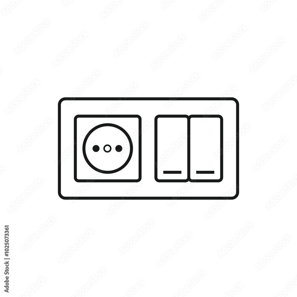 switch socket line icon vector. switch socket sign. isolated contour symbol black illustration switch socket line icon vector. switch socket sign. isolated contour symbol black illustration
