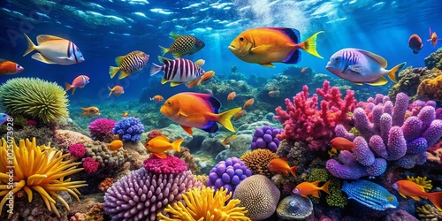 Captivating Underwater Footage of Tropical Fish and Coral Reef in Stunning Ocean Environment for Marine Life