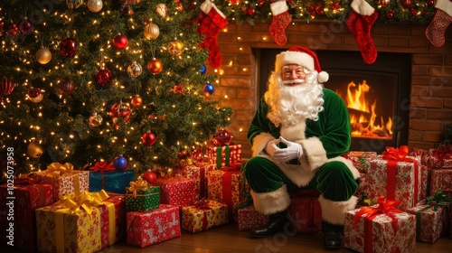 The Santa Near Christmas Tree