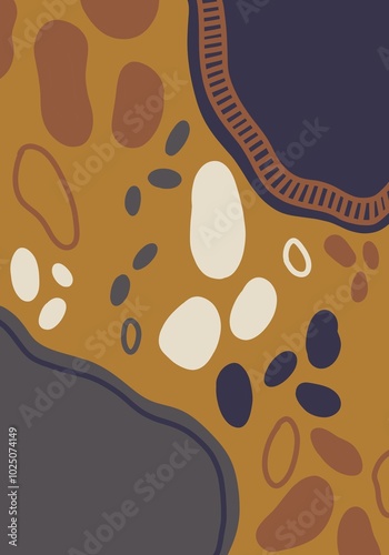 Abstract background brown blue beige circles lines