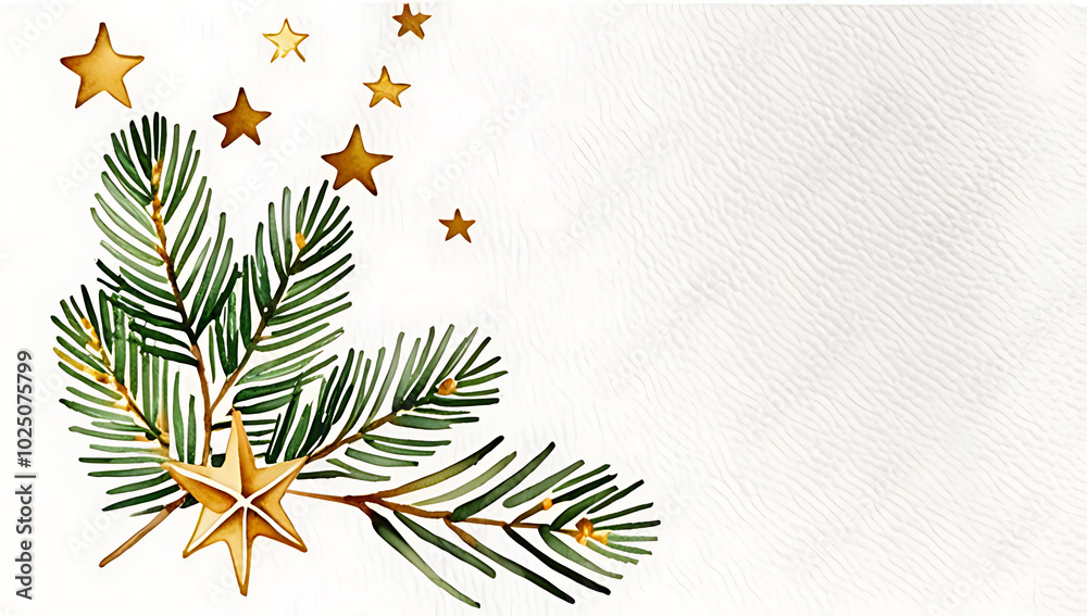 watercolor christmas card pine branches golden stars watercolor christmas card pine branches golden stars