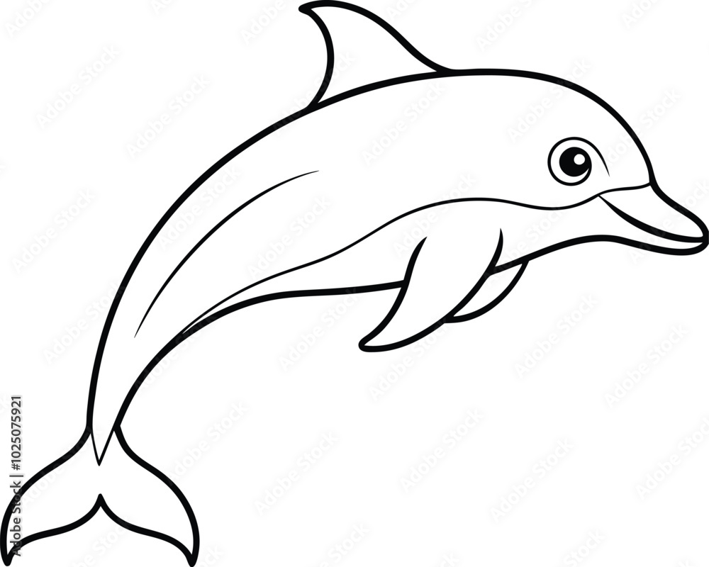 Obraz premium Dolphin outline vector art and line art illustration design. Dolphin Coloring Pages, Kids Coloring Book. Sea animals, summer outline coloring book for kids.