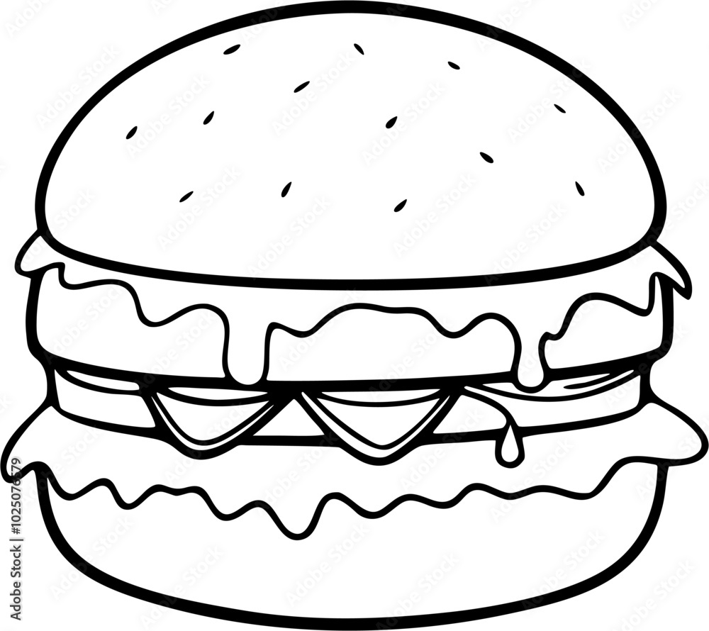 simple hand drawn illustration of a hamburger vector simple hand drawn illustration of a hamburger vector