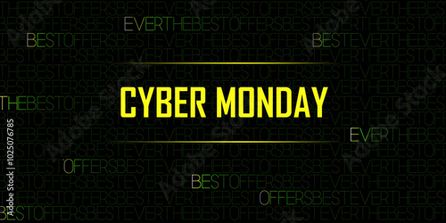 Cyber Monday Sale Special offer Poster with on dark of Binary code Background for Retail,Shopping or Promotion.Cyber Monday and Online shopping concept.