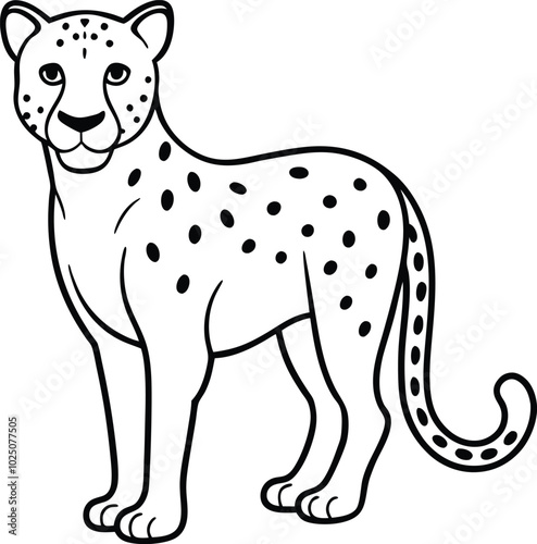 Cheetah outline vector and line art illustration design. Cheetah black and white vector icon logo. Abstract drawing Vector illustration. photo