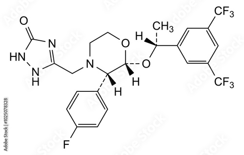 Chemical structure of aprepitant, drug substance