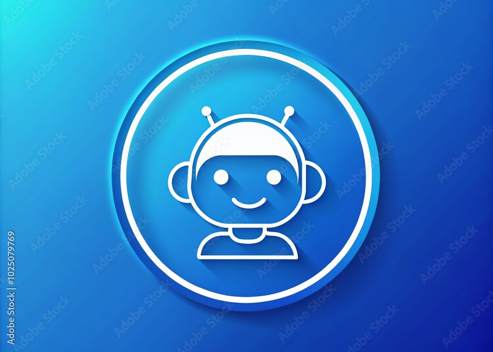 Chat Bot Icon Outline in Blue Circle - Modern AI Technology Symbol for Digital Communication Chat Bot Icon Outline in Blue Circle - Modern AI Technology Symbol for Digital Communication