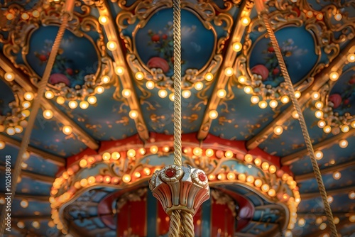 Whimsical Carousel Interior with Colorful Lights and Intricate Design