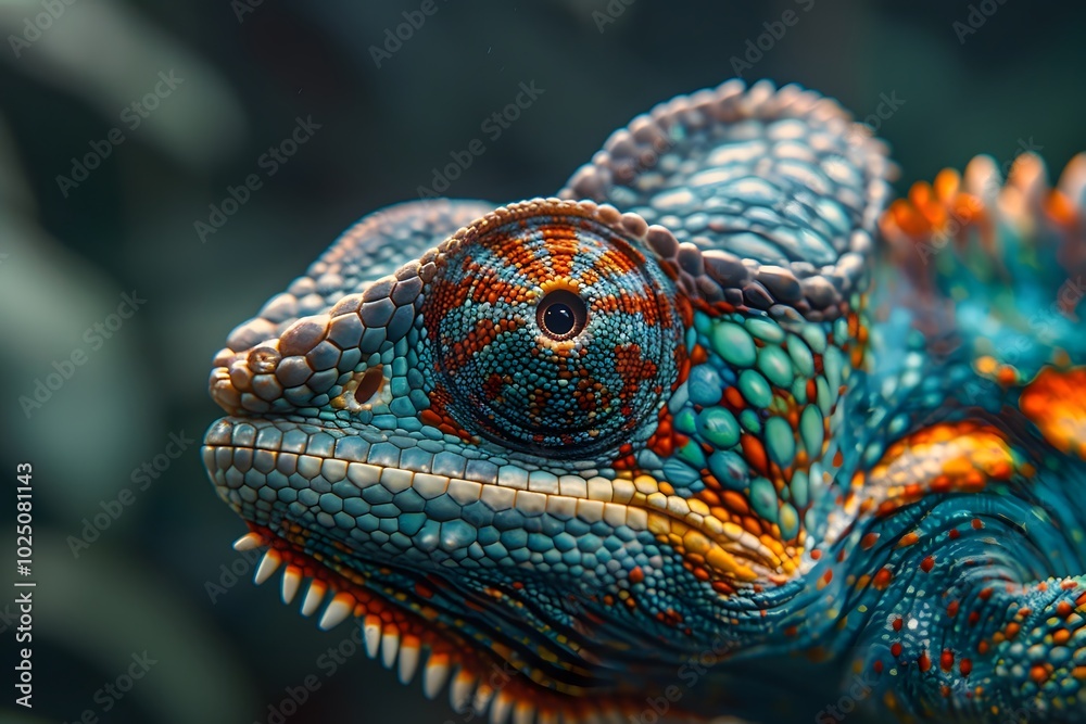 Vibrant Close-Up of a Colorful Chameleon Showcasing Its Intricate Patterns Vibrant Close-Up of a Colorful Chameleon Showcasing Its Intricate Patterns