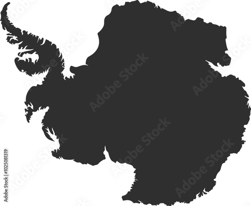 Antarctica map silhouette vector art illustration isolated on transparent background