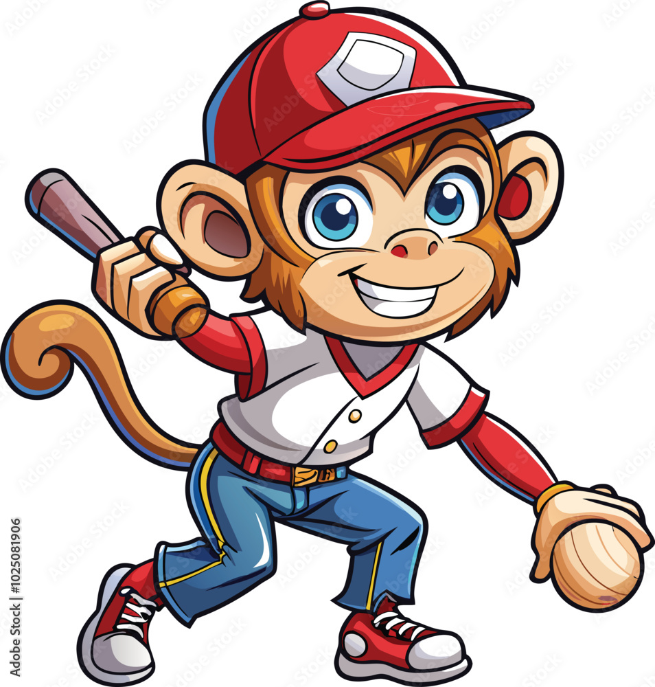 Cartoon Monkey playing baseball clipart vector Cartoon Monkey playing baseball clipart vector