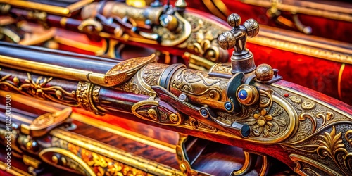 Classic Muzzle Gun Display with Intricate Details and Authentic Craftsmanship for Historical Weapon Enthusiasts photo