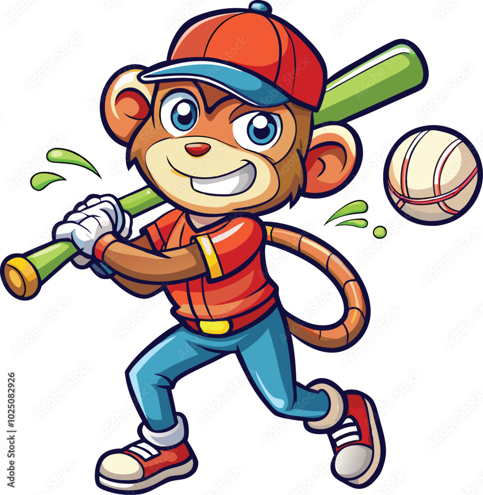 Cartoon Monkey playing baseball clipart vector Cartoon Monkey playing baseball clipart vector